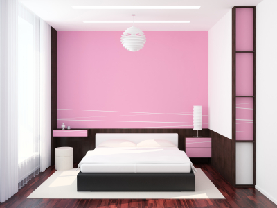 white and pink bedroom