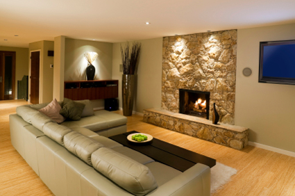 stone chimney living room