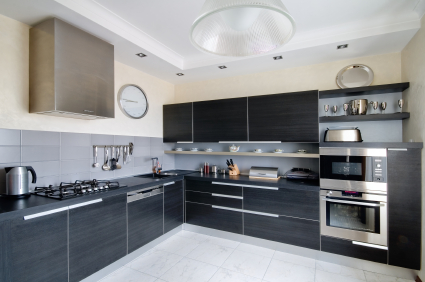 black and white kitchen